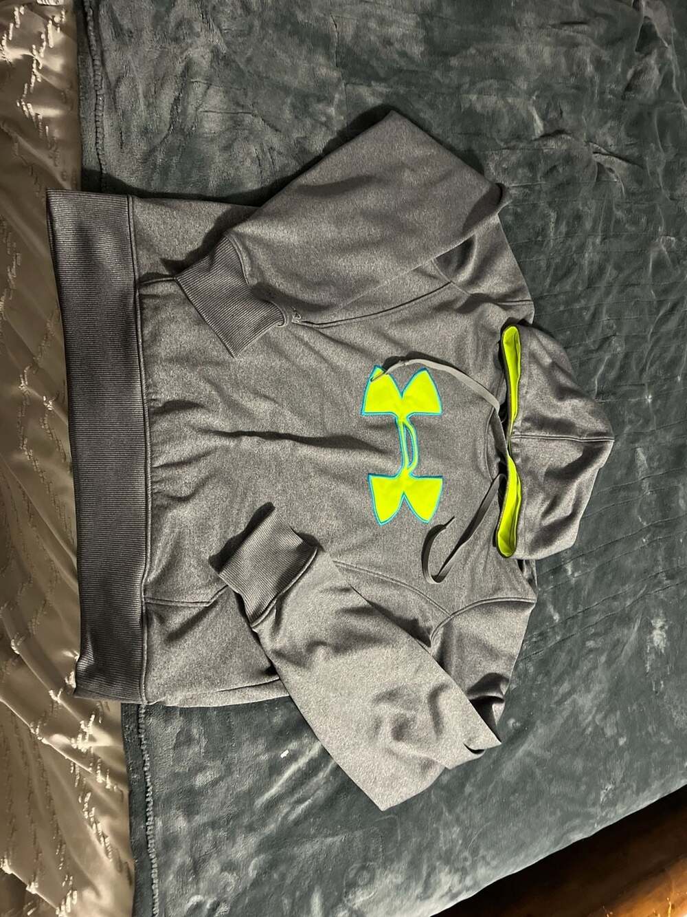 Under Armour ColdGear Gray Semi-Fitted Hoodie with Neon Logo